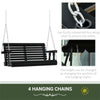 Two-Seater Patio Swing Chair with Cup Holders, Black