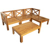 5-Piece Outdoor Sectional Sofa Set Solid Acacia Wood Beige with