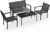 4-Piece Black Patio Set with Table and Lounge Chairs