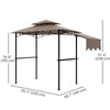 8 x 5 ft Double-Tier Grill Gazebo with Adjustable Awning