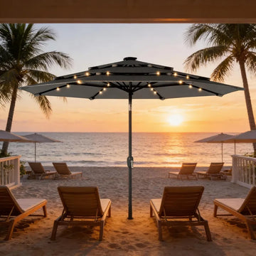 9.7 ft Solar LED Patio Umbrella (Base Not Included)