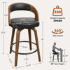 Black 26-Inch Counter Height Swivel Bar Stools, Set of 2