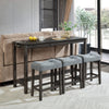 4-Piece Bar Table Set with Power, USB & 3 Padded Stools
