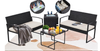4-Piece Wicker Patio Conversation Set with Cooler Storage