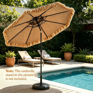 10 Ft Double-Tier Thatched Tiki Patio Umbrella with Push-Button Tilt