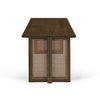 Walnut Rubberwood Dining Bench with Rattan Weave