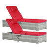 Rattan Chaise Lounge Set of 2 with Side Table