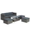 5-Piece PE Wicker Patio Set with Wood-Top Coffee Table