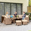 PE Wicker Outdoor Sectional Set — 6 Piece, Seats 9, Khaki