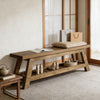 Wood-Tone Entryway Bench with Shoe Storage