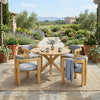 5-Piece Acacia Wood Round Outdoor Dining Set with Armchairs