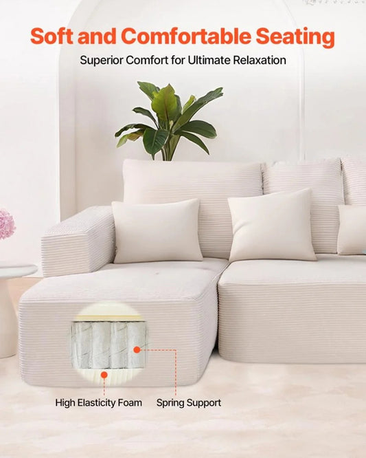 L-Shaped Modular Sectional Sofa with Chaise