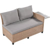 Rattan L-Shaped Patio Sectional — 5-piece outdoor wicker sectional sofa set with cushions