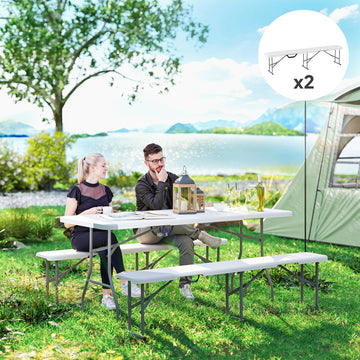 Folding Outdoor Bench, Set of 2