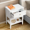 Pine 2-Drawer Nightstand & End Side Table, White