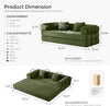 Green Corduroy Convertible Sofa Bed with Removable Armrests