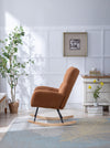 Teddy Fabric Wingback Glider Rocker with Side Storage Pocket, Brown
