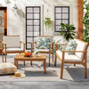 Acacia Wood 4-Piece Patio Conversation Set with Cushions