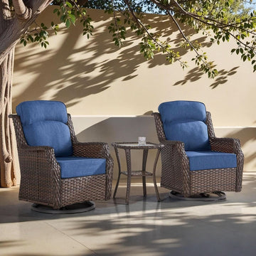 Comfortable Wicker Swivel Rocker Chairs With Side Table-0