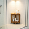 Corner Shower Bench with Storage Shelf, 350 lb Capacity