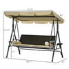 3-Seat Outdoor Patio Swing with Canopy & Cushions