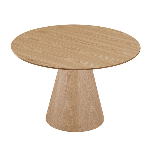 47" Round Mid-Century Modern Dining Table, Natural Ash
