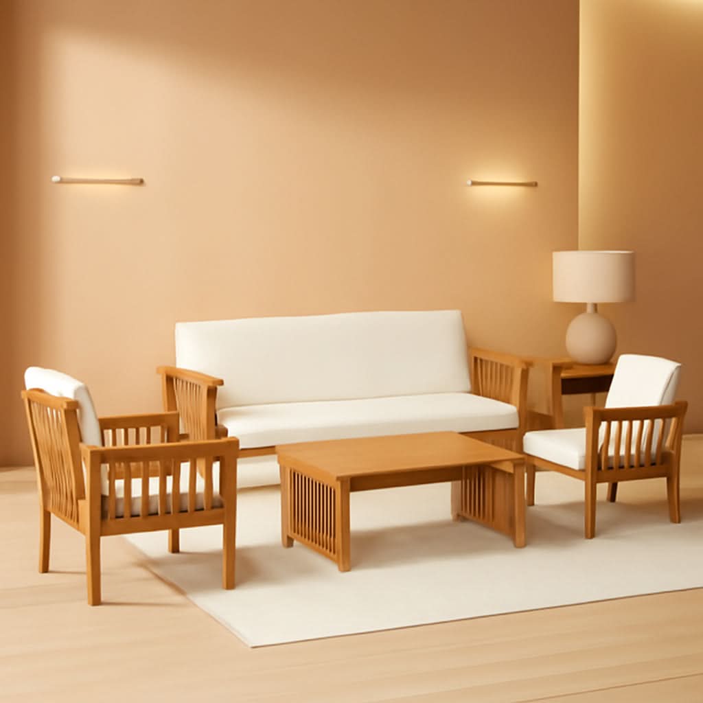 4 Piece Acacia Wood Patio Set for Outdoor Living Area-0