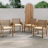 Acacia & Wicker Outdoor Dining Chairs — Set of 4