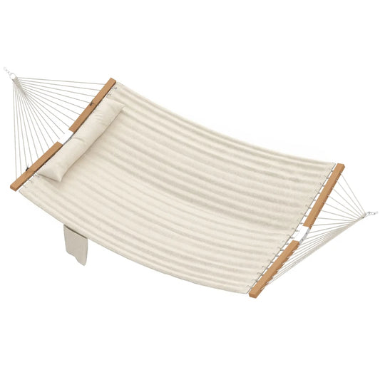 Quilted Double Hammock with Beechwood Spreader Bar