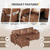 Brown Leather Sleeper Sofa with Storage Chaise