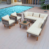 9-Piece Rattan & Acacia Patio Furniture Set — Beige Cushions