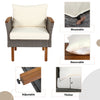 9-Piece Rattan & Acacia Patio Furniture Set — Beige Cushions