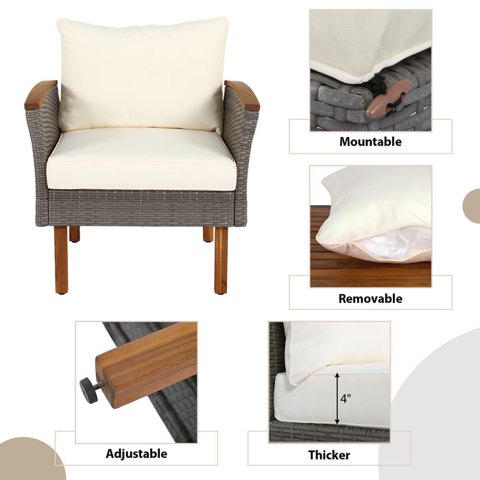 PE rattan on acacia legs