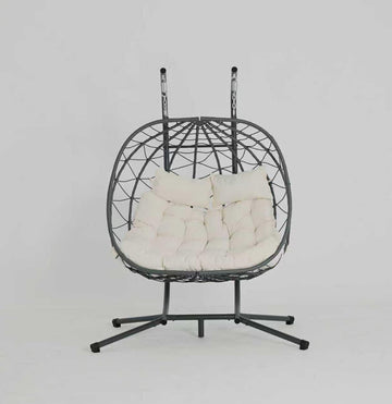 Wicker Egg Chair with Stand — 2 Person