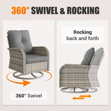 Patio Swivel Rocking Chair Set with Fire Pit