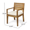 Acacia Wood 7-Piece Dining Set with Cushions, Teak Finish