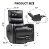 Heated Massage Recliner with Rocker and Swivel, Black
