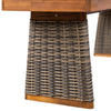 Acacia Wood Bench with Handwoven Rattan Legs