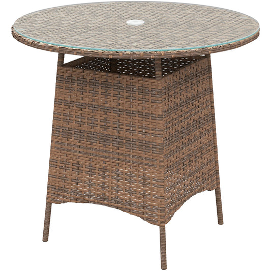 31.5" Round Outdoor Side Table with Umbrella Hole