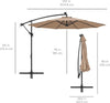 10-Foot Solar LED Offset Patio Umbrella with Easy Tilt