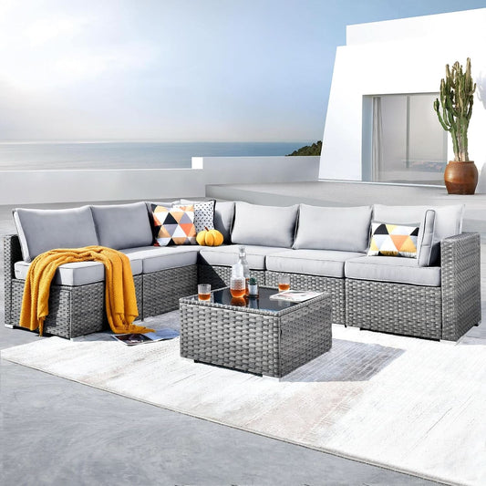 Seven Piece Outdoor Conversation Set with Coffee Table