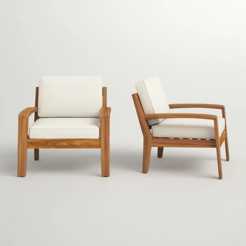 Garden Club Chair Set — Solid Acacia Wood, 2 Pieces
