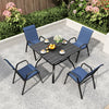 5-Piece Patio Dining Set with Wood-Grain Table, Umbrella Hole and 4