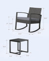3-Piece Rattan Rocking Bistro Set with Coffee Table