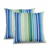 2 Pack Outdoor Throw Pillows, Waterproof & Fade-Resistant Patio Cushions For Garden, Porch, Poolside Furniture - Soft & Comfortable Decorative Pillow Covers 18x18 Inch, Striped Rich Navy Blue