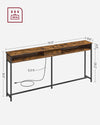 70-Inch Rustic Console Table with Built-In Outlet and Shelves