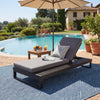 Acacia Wood Chaise Lounge with Dark Grey Cushion