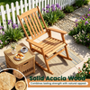 Solid Acacia Wood Outdoor Rocking Chair with Slatted Back