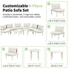 8-Piece Outdoor Sectional Sofa Set, Aluminum & Rattan-Style, Beige