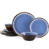 Melamine Dinnerware Sets 12 Pcs Plates and Bowls Sets Melamine Plates Outdoor Dishes Sets Unbreakable Dinnerware Serving Dishes